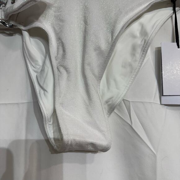 Revel Rey Iridescent White Hayes Belted Bikini Bottom Sz M NWT - Picture 4 of 10